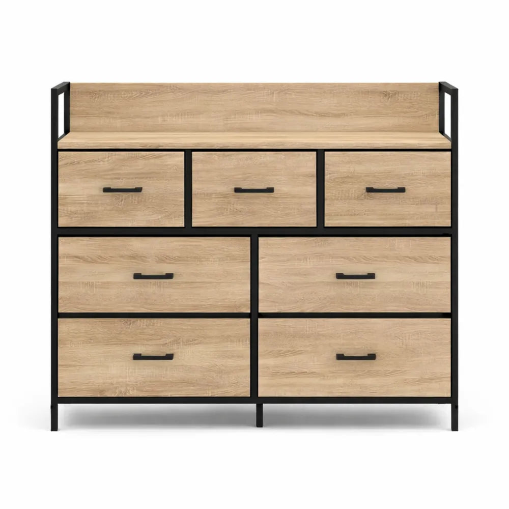 Commode 7 tiroirs en tissu 100 cm style industriel