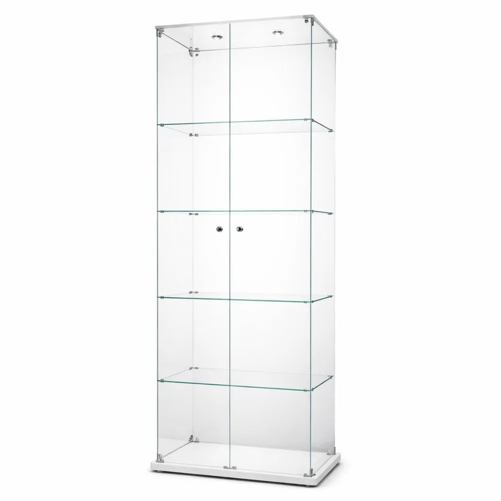 Armoire vitrée 5 étagères avec éclairage et serrure