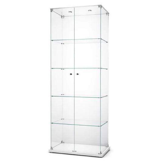 Armoire vitrée 5 étagères avec éclairage et serrure