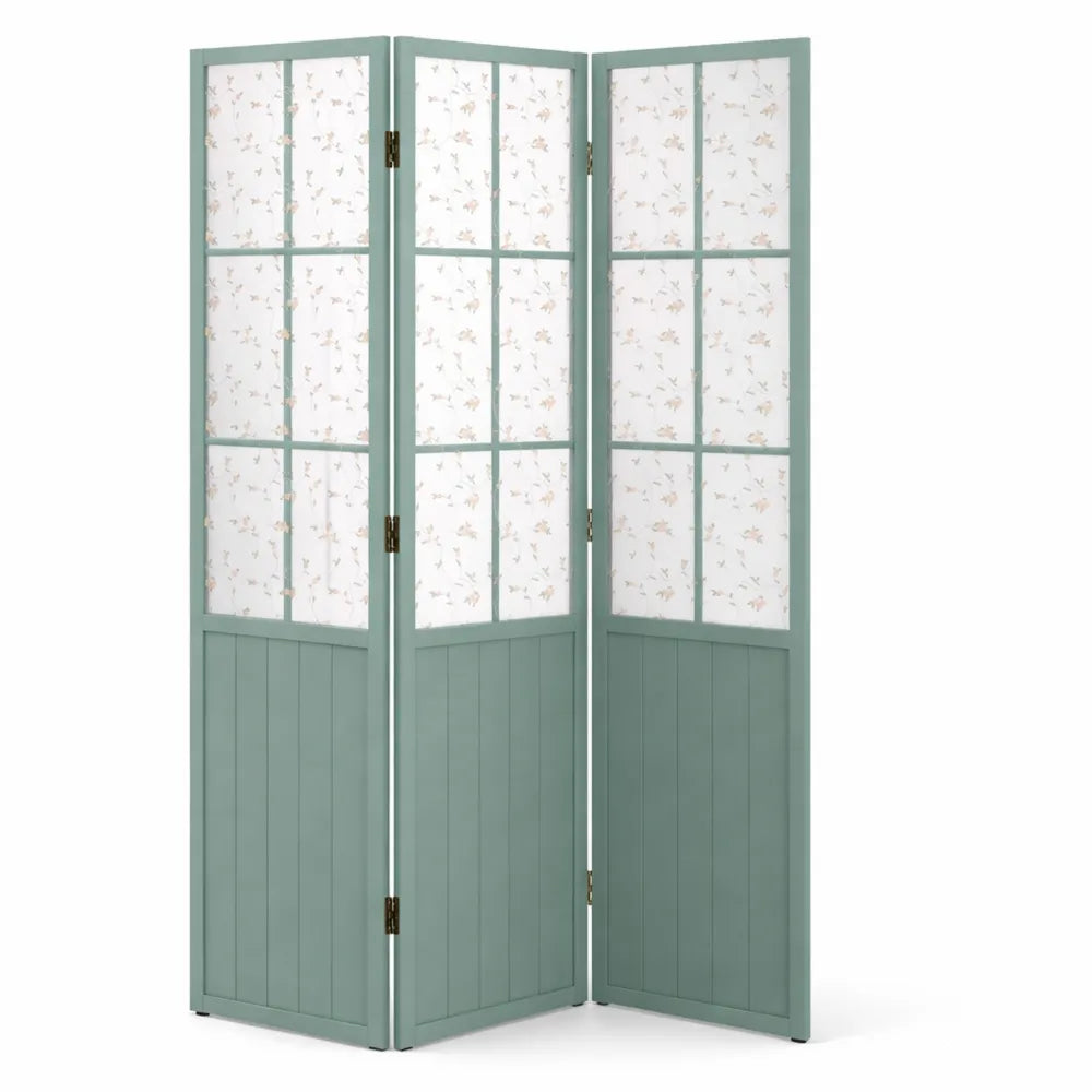 Cloison de Séparation en Bois à Trois Panneaux - Couleur Turquoise