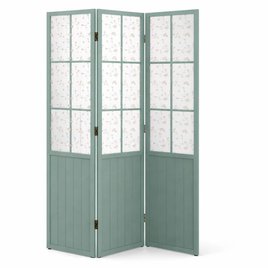 Cloison de Séparation en Bois à Trois Panneaux - Couleur Turquoise