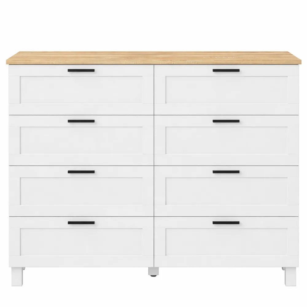 Commode à Tiroirs Tissu et Métal avec Plateau Bois 100x30x75 cm