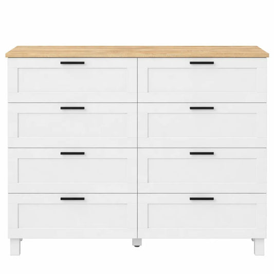 Commode à Tiroirs Tissu et Métal avec Plateau Bois 100x30x75 cm