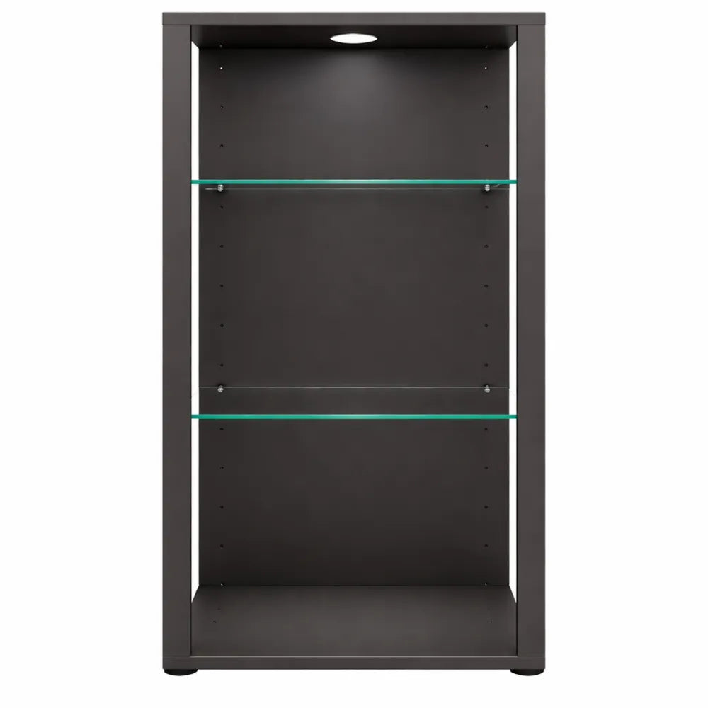 Grande vitrine en verre et bois anthracite pour collection