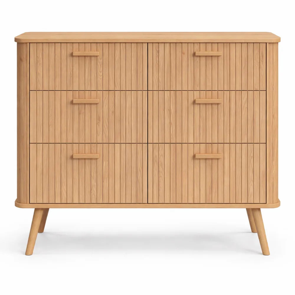 Commode à 6 tiroirs en bois de chêne 110 cm
