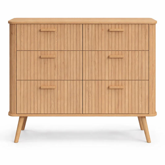 Commode à 6 tiroirs en bois de chêne 110 cm