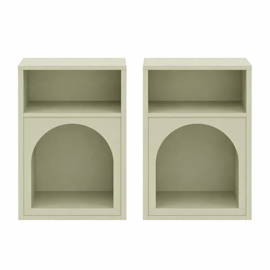 Ensemble de 2 tables de nuit avec rangements, design moderne pour chambre ou salon, vert clair