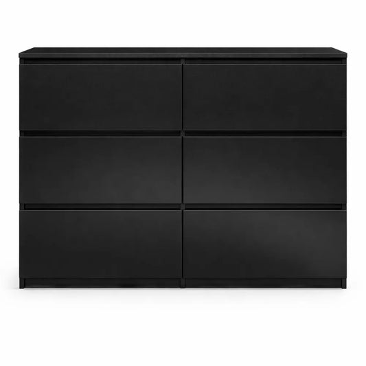 Commode moderne 6 tiroirs en bois noir 110 cm