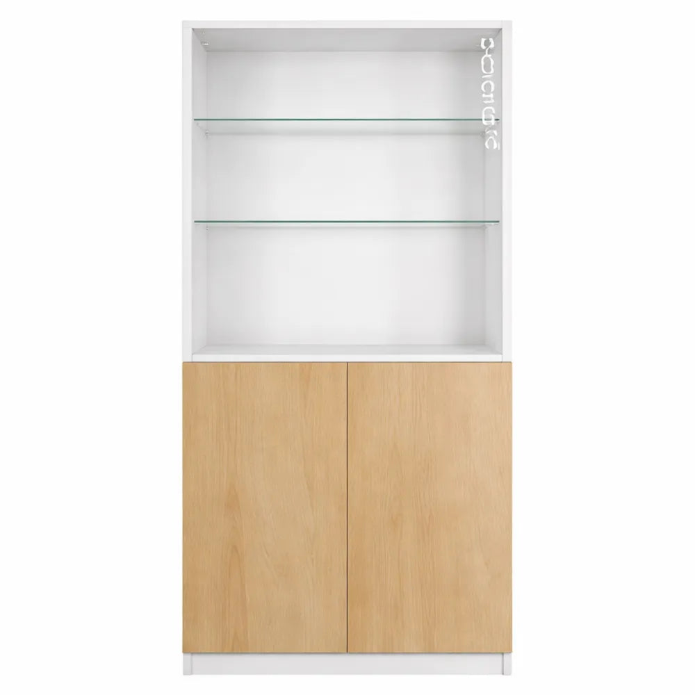Armoire vitrée moderne avec porte en verre et finitions chêne