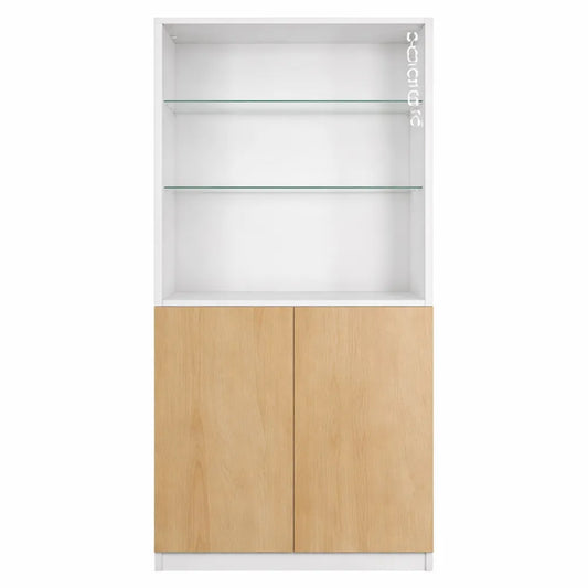 Armoire vitrée moderne avec porte en verre et finitions chêne
