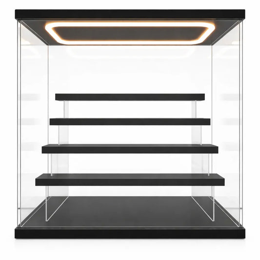 Vitrine d'exposition en acrylique à LED, 5 étagères avec portes et marches, anti-poussière pour figurines