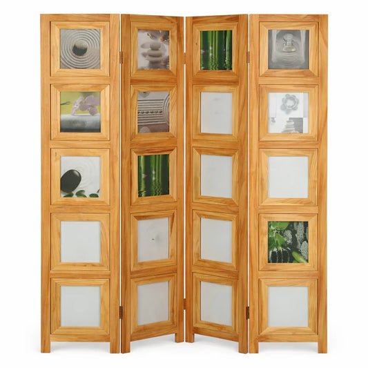 Cloison de Séparation en Bois Naturel, 3 Panneaux